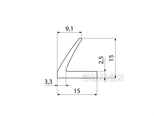 Silikonový profil tvaru "L", 15x15/2,5mm, 60°ShA, -60°C/+180°C, transparentní